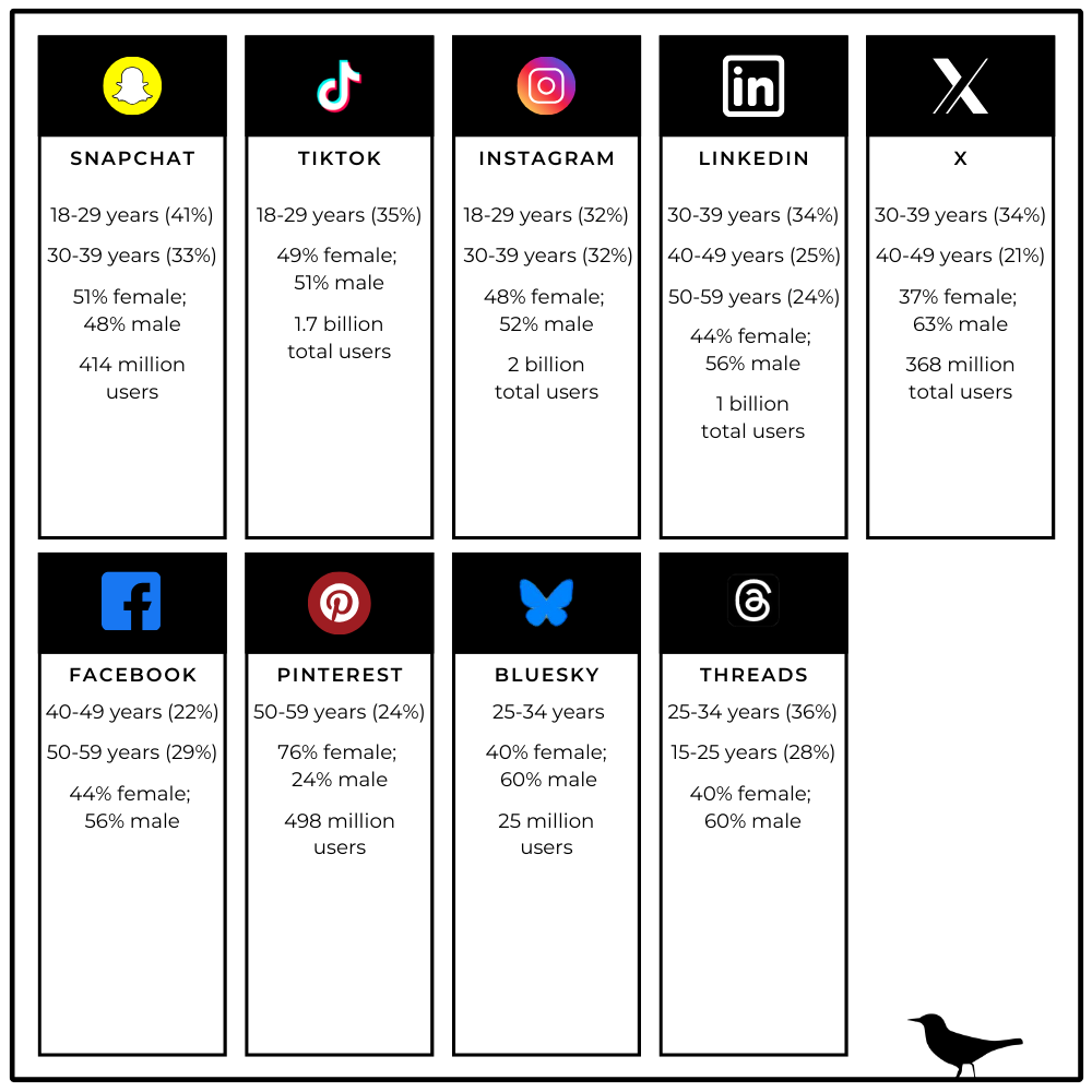 social media platform demographics 2025